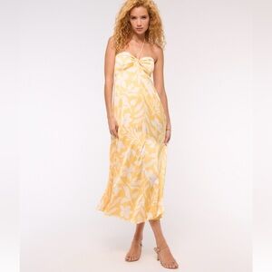 A&F Yellow Floral Strapless Dress